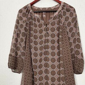 St. Johns Bay Plus Size 2X Brown BOHO Floral Soft Sheer Top over Lining  180